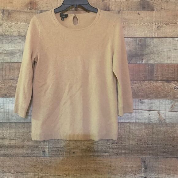 Talbots tan cashmere sweater, size medium petite - Picture 2 of 12